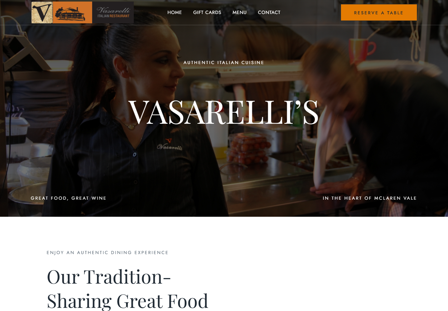 Vasarelli's Restaurant website built by Tekspec